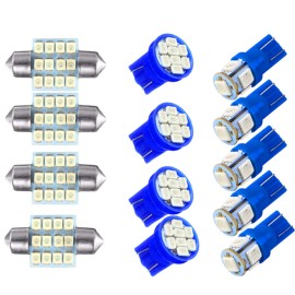 SHENKENUO 13Pcs T10 31mm Car LED Interior Lights Kit Ice Blue Dome Map License Plate Bulbs
