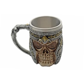 Rite Edge Knight Skull Mug 500-600ml - Resin & Stainless Steel - Unique Medieval Design - Handcrafted Skull Mug - Ideal for Collectors and Fans of Knights and Medieval Fantasy