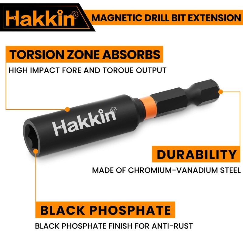 Hakkin Magnetic Bit Holder 5Pcs 60mm Impact Bit Holder S2