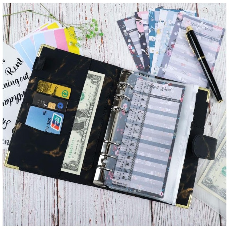 Marble A6 Ring Binder Budget Book Marble Grain Notebook Book