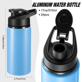 Foaincore 24 Pcs Water Bottles Bulk Aluminum 17 oz Metal Sports Gym Hiking Reusable Bottles Gift for Kids Christian Charity Donation Supplies Samaritan's Purse Operation Christmas