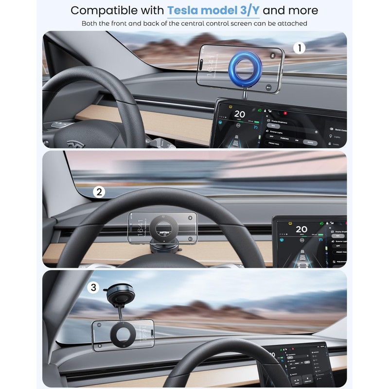 Jononser Magnetic Suction Cup Phone Mount for Magsafe, 360° Adjustable