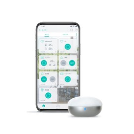 Link Japan eRemote5 Smart Remote Control, Alexa Compatible, No Hub Required, Remote Control, Infrared Learning Remote Control, Round, White, Temperature and Humidity Sensor Included (Compatible with