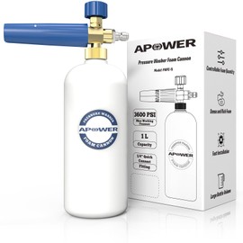 APOWER Foam Cannon for Pressure Washer, Snow Clear Foam Lance for Car Wash, Adjustable Nozzle with 1/4 Inch Quick Connector, 3600 Max PSI, 1 Liter Bottle