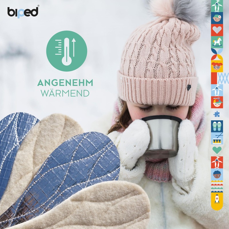 Biped Z2692 2 Pairs of Children's Insoles with Real Lambswool
