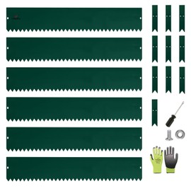 A ANLEOLIFE 20FT Galvanized Steel Landscape Edging, 6-Pack 40" L x 8" H Hammer-in Metal Garden Border with 10 Stakes for Lawn, Pathway, Flower Beds – Green