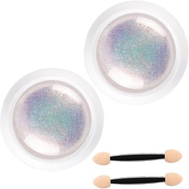 Polvo de uñas cromado de sirena 2 pcs 0, 3 g kit polvo uñas cromado con esponja perlado para bricolaje.