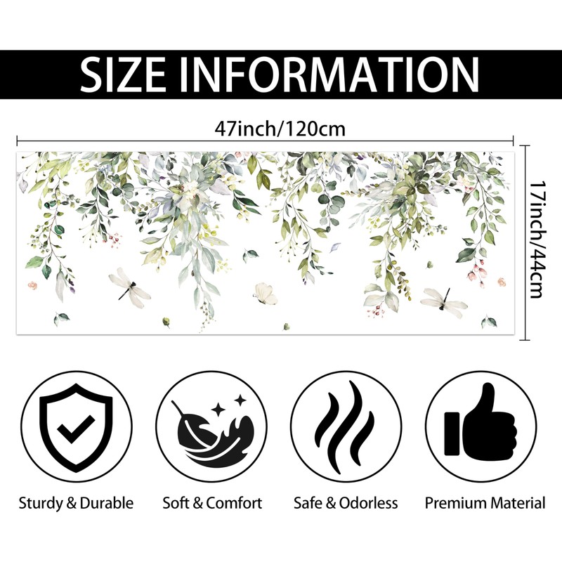 FNLNDO Sage Green Bathroom Rugs Long Leaf Bath Mats Eucalyptus