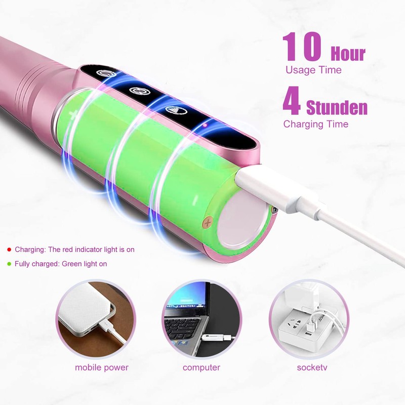 Professioneller Nagelschleifer, 35.000 U/min, elektrische Nagelfeile, kabellos, mit LED-Display, Maniküre-Set,