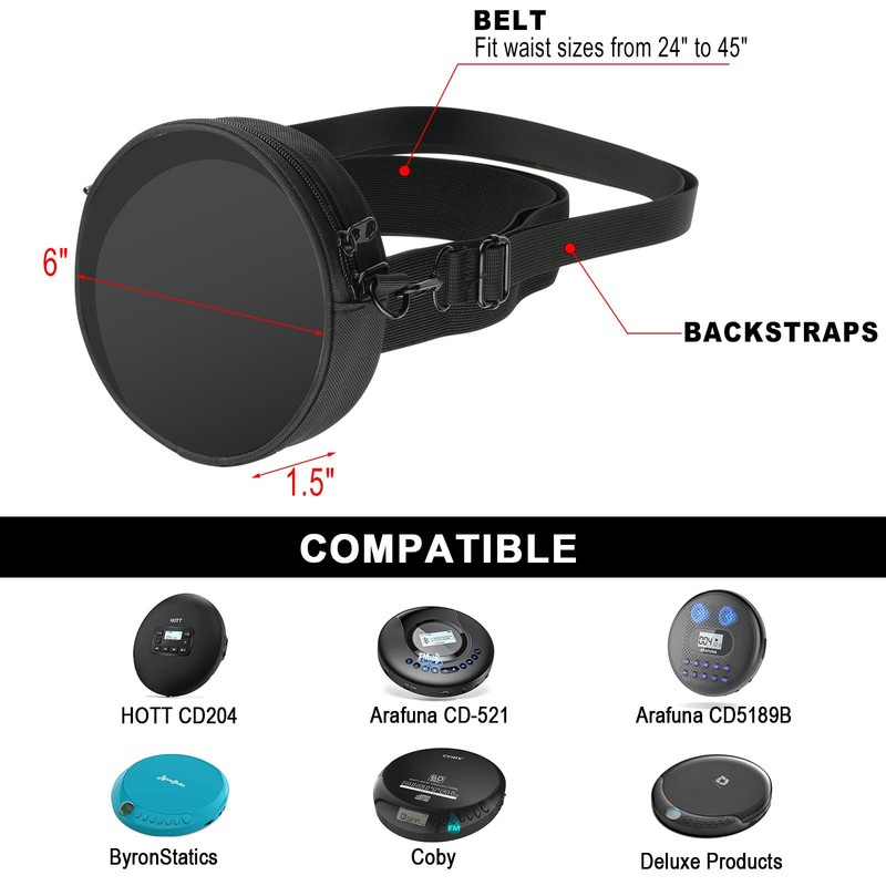 TXEsign CD Player Storage Bag, 6" Disk Case With Adjustable