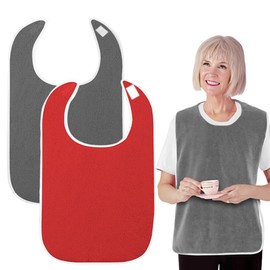 KEMUZ 2 Stück Lätzchen für Erwachsene und Latz für Erwachsene, Wasserdichte Waschbare Leicht zu Reinigen, Unisex Kleiderschutz für Senioren und Behinderte, Komfortabler Ess