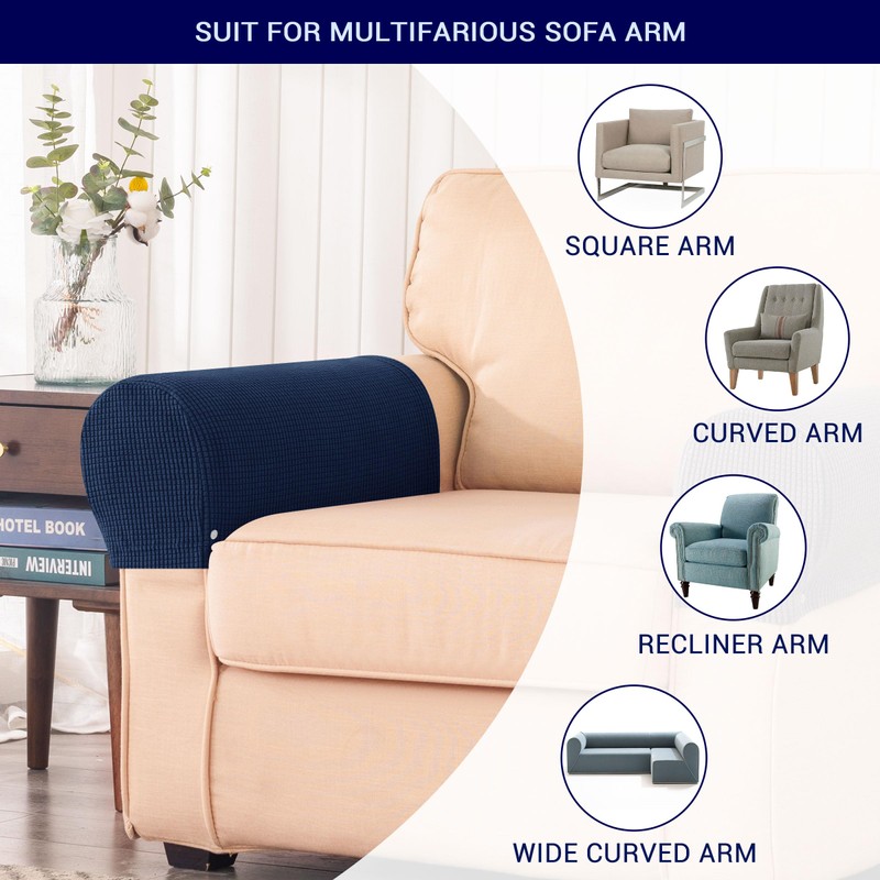 SUBRTEX Stretch Couch Arm Covers Set of 2, Checkered Sofa