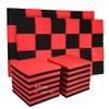50 Pack Acoustic Panels Soundproof Studio Foam for Walls Sound Absorbing Panels Sound Insulation Panels Wedge for Home Studio Ceiling, 1" X 12" X 12", Black (50PCS, Black&Red)