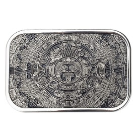 Aztec Calendar Belt Buckle for Men, Aztec Mayan Indian Calendar Belt Buckle, Retro Solar Aztec Calendar Square Belt Buckle, Western Cowboy Belt Buckle, Vintage Punk Rock Belt Buckle (Silver)