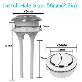 58mmToilet Tank Push Button Toilet Button Dual Push Flushing Toilet Button Toilet Button Valve Replacement Kit with Thread Diameter,for Glacier Bay Aquasource TOTO, American Standard(2.2 inch)