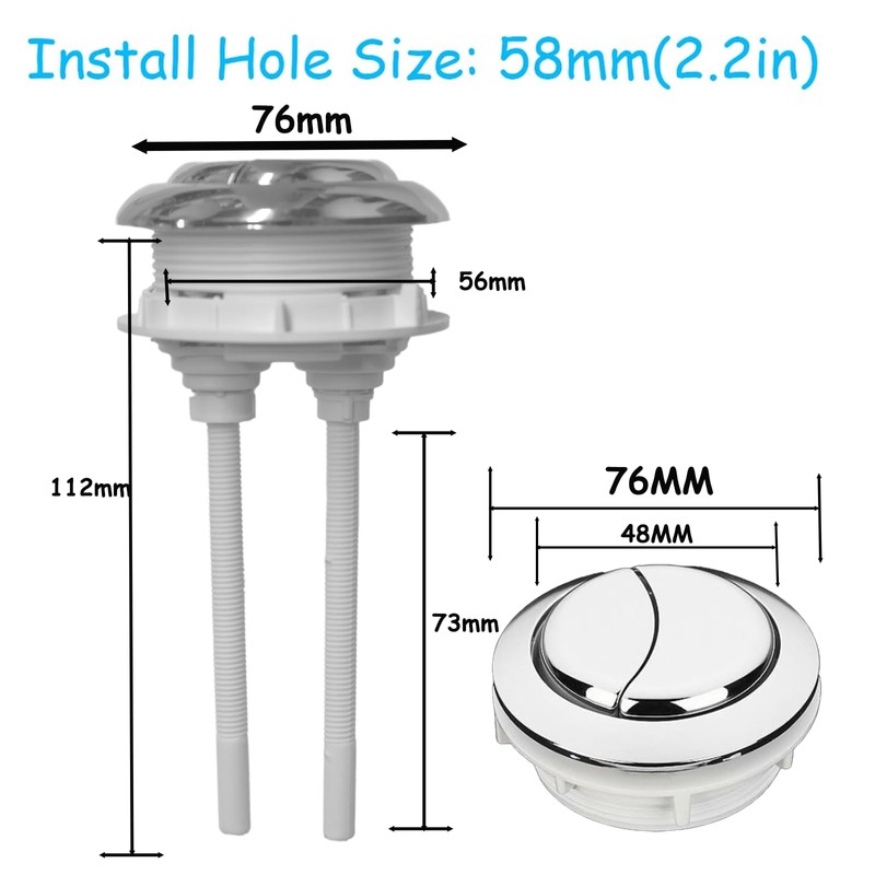 58mmToilet Tank Push Button Toilet Button Dual Push Flushing Toilet