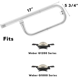 Uniflasy 60040 17 Inch Grill Burner Tube for Weber Q100 Q120 Q1000 Q1200 304 Stainless Steel Baby Q 386001 386002 516002, 516001, 50060001, 51060001 Gas Grills, Replacement Part Weber 69957/41657