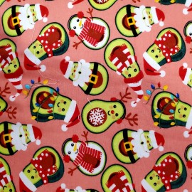Christmas Fat Quarter Avocado Santa, Snowman Reindeer 100% Cotton Flannel Fabric