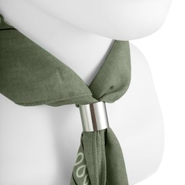 Komonee Tie Neck Ring Loop Clasp Silver Colour With Olive Green Paisley Bandana Head Scarf Headbands Handkerchief Cowboy Cotton Bib Party Face For Mens Womens Unisex