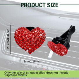 Wedcool 2PCS Car Air Vent Clip, Car Air Conditioning Outlet Clip, Bling Crystal Heart Charms Car Air Vent Clips, Car Accessories Car Air Fresheners Vent Clips Universal for Women (Heart sheap/Red)