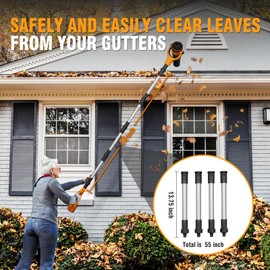 Roof Gutter Cleaning from The Ground, 40V Leaf Blowers Cordless, 580CFM/180MPH with 2 Batteries and Charger, Brushless 2-Speed Motor for Gutter Cleaning Extension Attachment Kit for Garden,House