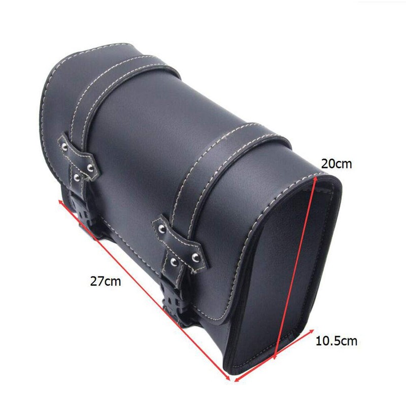 RILOER Motorcycle Saddle Bags Black Leather Storage Box Side Pockets
