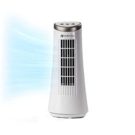 Comfort Zone 12-Inch Oscillating Desktop Tower Fan, Ultra-Slim Bladeless Design with 2 Speeds, Electronic Touch Controls & Carry Handle – Quiet Stand Fan for Bedroom or Office, White