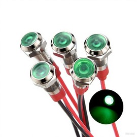 6mm LED Metal Indicator Light 12V-24V Waterproof Indicator Signal Lamp Pre-Wired for Dash Directional Industrial Control Panel Car Truck Boat 5pcs (Green)