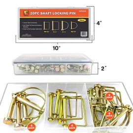 Wellmax 20 Pcs Shaft Locking Pin in 1/4", 5/16" and 3/8" Diameter Zinc-Plated Heavy Duty Safety Pins, Trailer Hitch Pin for Trailer Lock and Hitch Pin Lock for Farm Lawn Garden Wagons, Gold Color