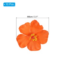 PATIKIL Hawaiian Hibiscus Flowers, 10 Pack Artificial Flowers Hair Clip DIY Foam Hibiscus Flower for Tabletop Decoration Party Favors Supplies, Orange