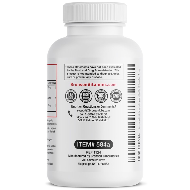Bronson Resveratrol 500 Complex Standardized Trans-Resveratrol + Grape Seed &