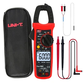 UNI-T UT204R - Medidor digital de abrazadera, rango automático TRMS 6000 abalorio NCV Volt Amp Meter con diodo de ohmios CA/CC, prueba de continuidad de temperatura