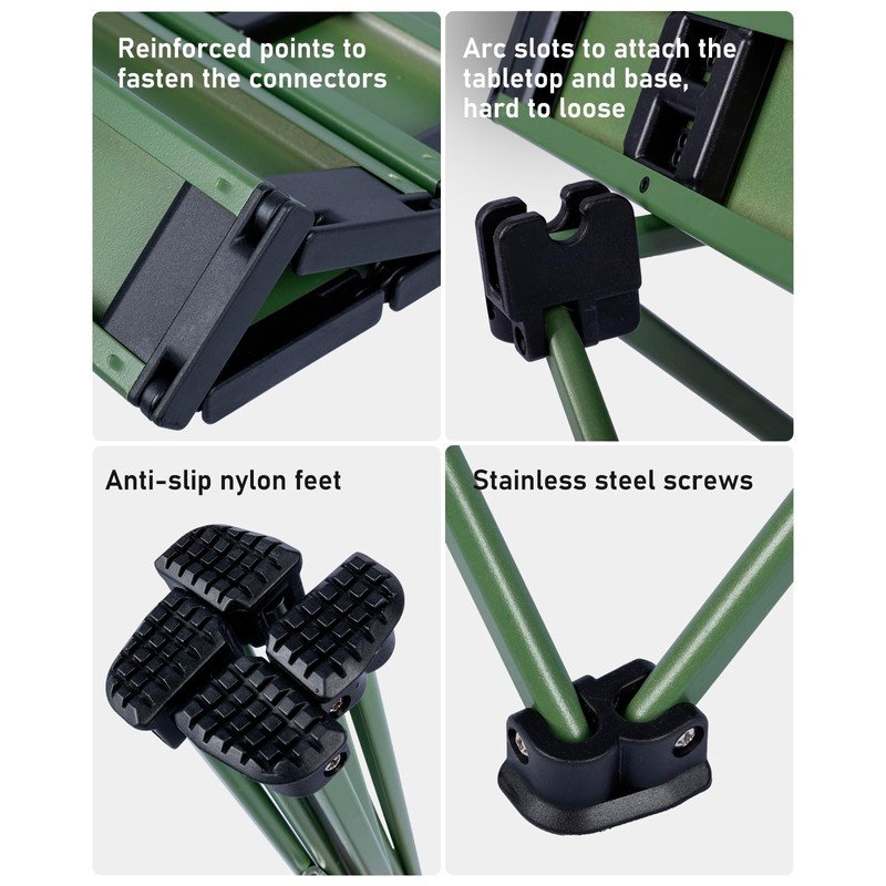 iClimb Ultralight Compact Camping Folding Table with Carry Bag (Green