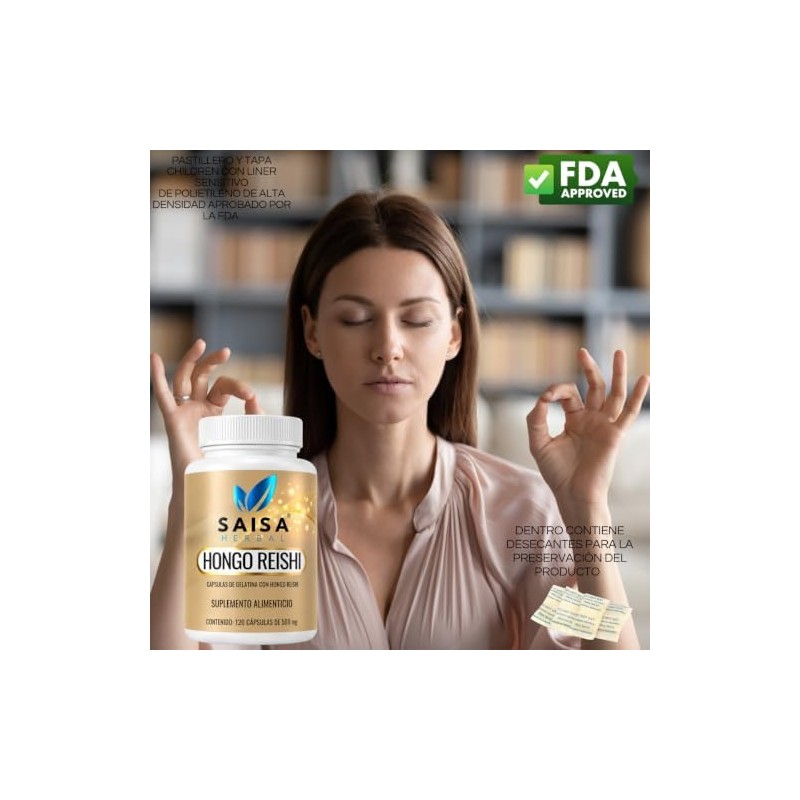 Hongo Reishi Orgánico Puro Con 120 Cápsulas Saisa Herbal