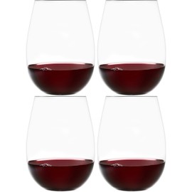 Improved Design of Our 2017 New York Times Best Stemless Glass – Set of 4 European-Made Stemless Wine Glasses, Reinforced Base for Added Stability & Premium Feel, Dishwasher-Safe, Lead-Free, 17 oz.