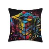 Rubik Magic Cube Colorful Illustration Graphic Throw Pillow