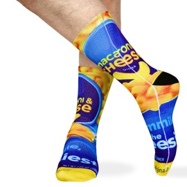 Benefeet Fun Cheese Crew Tube Socks for Men, Boys, Teens and Kids - Novelty 3D Print Graphic Patterned Casual Dress Cotton Socks