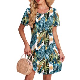 Beach Vacation Dresses for Women 2025 Trendy Floral Swing Casual Sundresses Clothes with Pockets M