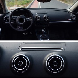 VIGORFLYRUN PARTS LTD 4pcs Car Auto AC Air Condition Vent Outlet Decorated Ring Cover Trim, Rear Air Outlet Cover Decals Interior Inside Front Decorations for A3 S3 2013-2016 / Q2 2017 - Silver