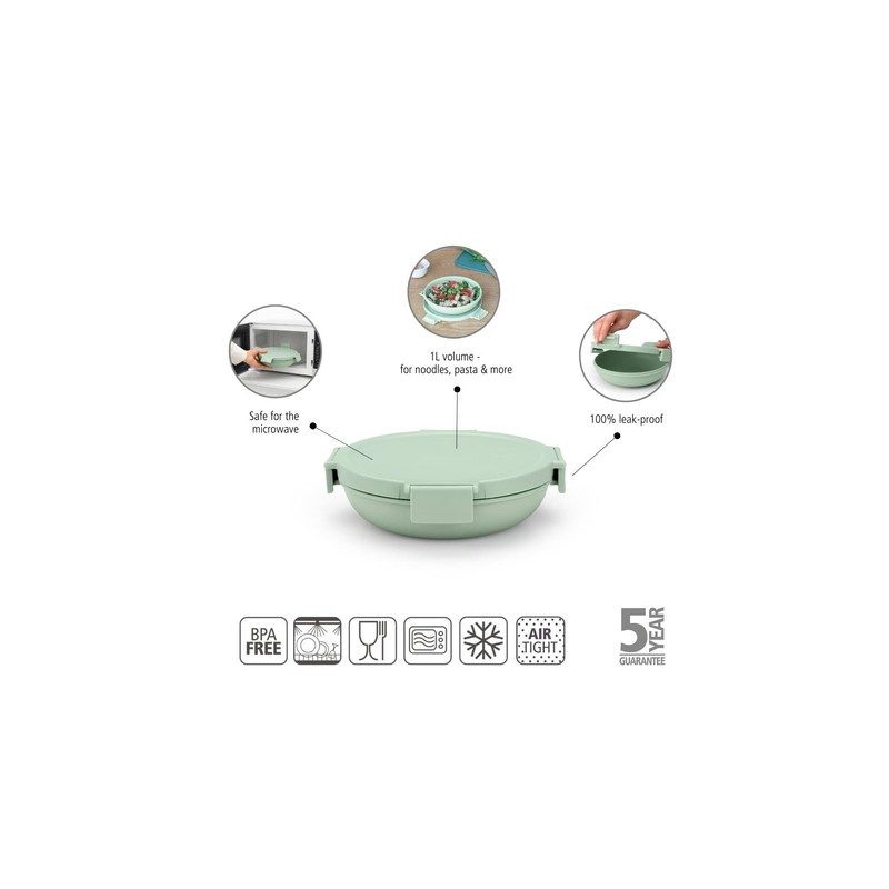 Brabantia Make & Take Lunch Bowl (Jade Green) 100% Leakproof,
