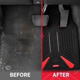 Rubbermaid Car Mat Full Set, Universal Trim-to-Fit Heavy-Duty Car Floor Mats – 4-Piece Set for All Weather Protection – Durable Rubber Mat for Cars, Trucks, SUVs & Vans-Red