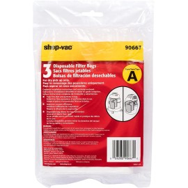 Fits For Shop Vac Type A Filter Bag For 1.5-Gallon Vacuums 3PK # 906-67-00