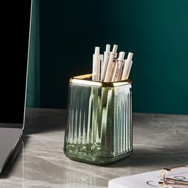 Daphilly Pen Holder for Desk,Pencil Holder,Makeup Brushes Cup, Desk Pen Pencil Organizer Desktop Supplies and Desk Accessories for Women, Pen Cup Pencil Caddy for Office Home Art Supply (dark green)