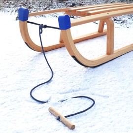 com-four® Premium Sledge Rope with Wooden Handle, Extra Long Toboggan Accessory, Pull Rope for Sledge, Made in Germany