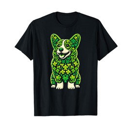 Corgi Dog Shamrocks Mens Womens St Patricks Day Corgi Dog T-Shirt