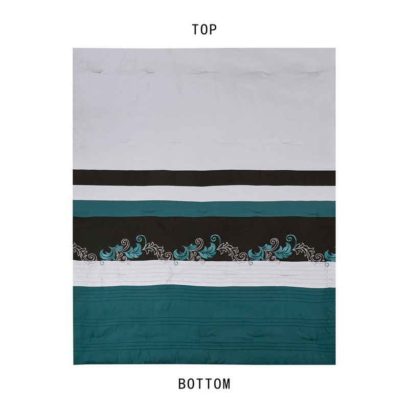 Chezmoi Collection Napa 7-Piece Luxury Leaves Scroll Embroidery Bedding Comforter