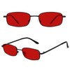 Fozono Rectangle Sunglasses for Women 90s Retro Small Narrow Square