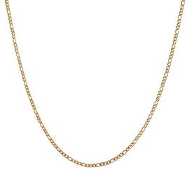 HZMAN Men Women 24k Real Gold Plated Figaro Chain Stainless Steel Necklace, Wide 3mm 5mm 7mm 9mm （18inches）