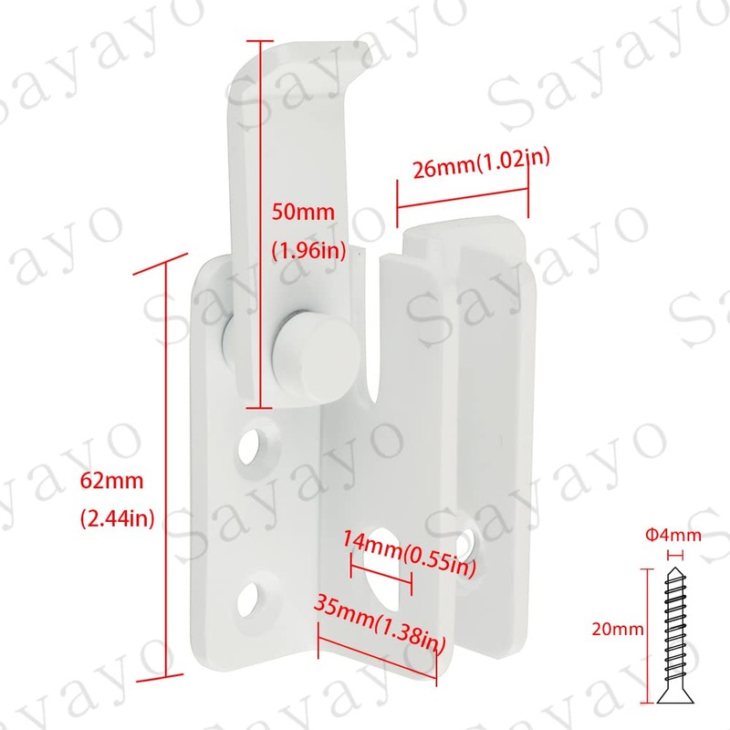 SAYAYO EMS3005-W Stainless Steel Door Bolt Small Lockable with Padlock