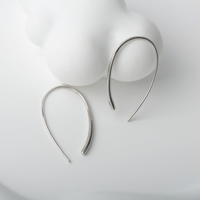 Threader Earrings 925 Sterling Silver Pull Through Hoops Drop Dangle